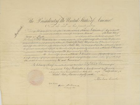 Lot #34 Abraham Lincoln: Unusual appointment for