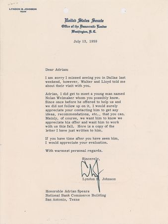 Lot #113 Lyndon B. Johnson - Image 1