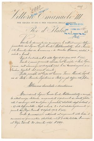 Lot #277 Benito Mussolini and Vittorio Emanuele III Signed Document - Image 1