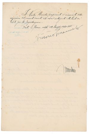 Lot #277 Benito Mussolini and Vittorio Emanuele III Signed Document - Image 2