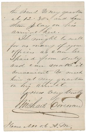 Lot #308 Michael Corcoran: Corcoran welcomes the leader of the 'Irish Brigade' in 1862 - Image 2