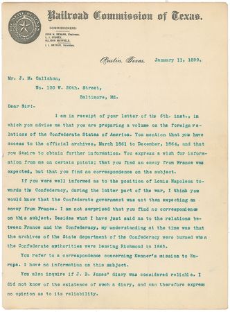 Lot #381 John H. Reagan - Image 1