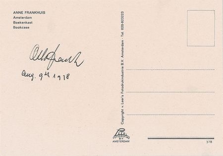 Lot #252 Otto Frank Postcard - Image 2