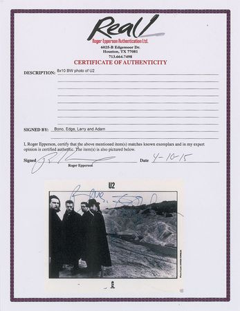 Lot #598 U2 Signed Photograph - Image 2