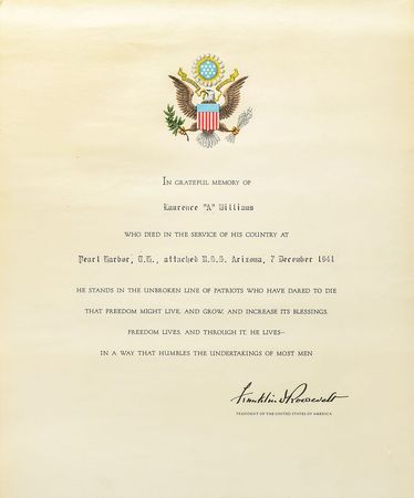 Lot #331 Pearl Harbor: Lawrence A. Williams: Recovered from the USS Arizona after Pearl Harbor: aviator wings and pilot's license from an ensign killed in the attack - Image 15