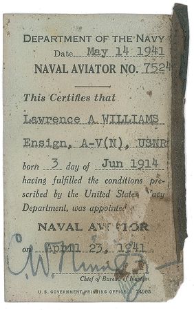 Lot #331 Pearl Harbor: Lawrence A. Williams: Recovered from the USS Arizona after Pearl Harbor: aviator wings and pilot's license from an ensign killed in the attack - Image 22