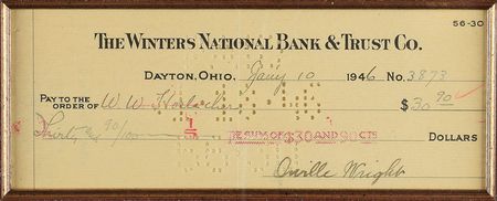 Lot #404 Orville Wright Check - Image 2
