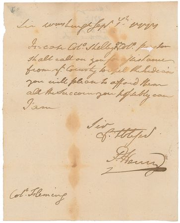 Lot #145 Patrick Henry: Ordering a colonel and his men 