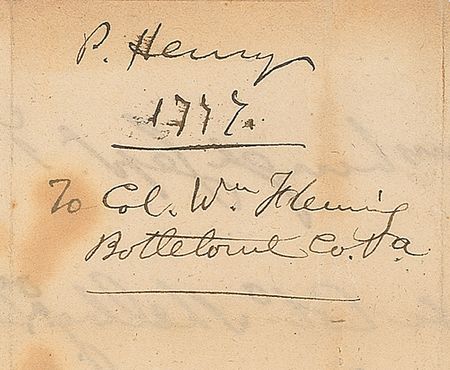 Lot #145 Patrick Henry: Ordering a colonel and his men 