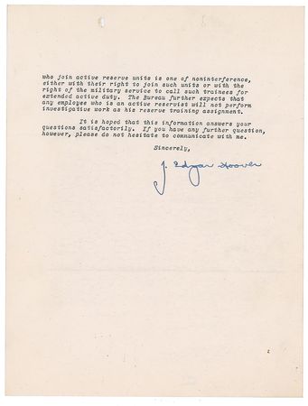 Lot #259 J. Edgar Hoover Typed Letter Signed - Image 2