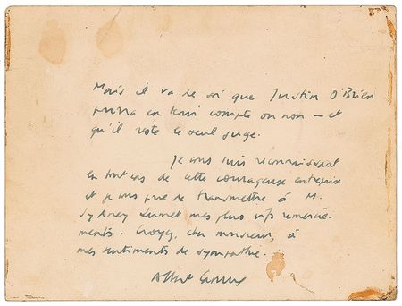 Lot #485 Albert Camus Handwritten Letter Signed - Image 2
