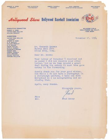 Lot #928 Fred Haney Signed Photograph - Image 2