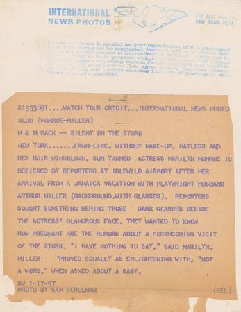 Lot #759 Marilyn Monroe and Arthur Miller Photograph - Image 2