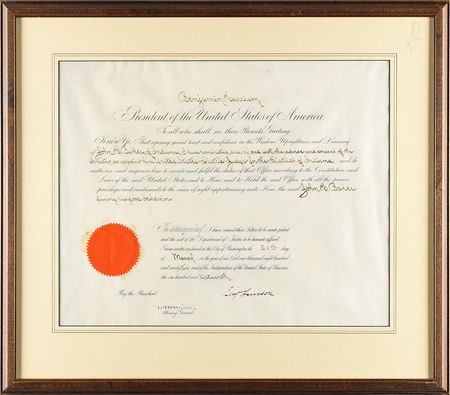 Lot #105 Benjamin Harrison Signed Document - Image 1