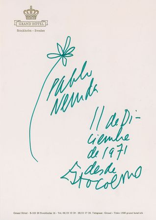Lot #533 Pablo Neruda Sketch - Image 1