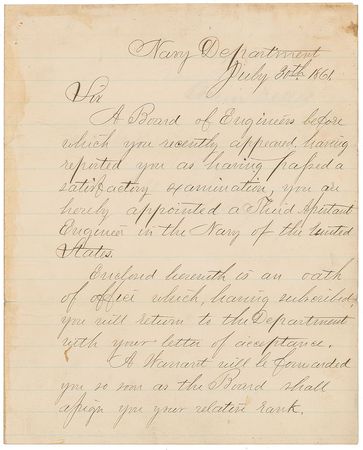 Lot #294 Gideon Welles Signed Letter - Image 1