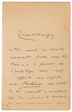Lot #565 Giacomo Puccini: Sending 