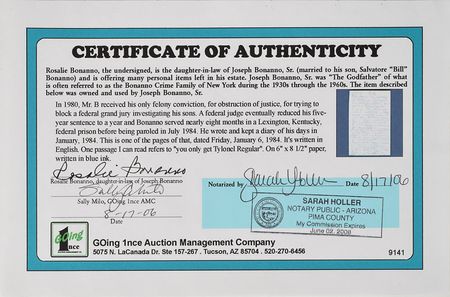 Lot #237 Joseph Bonanno - Image 2