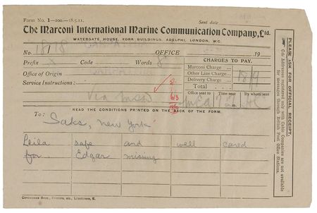 Lot #8517  Titanic Marconigrams: Leila Meyer Saks - Image 2