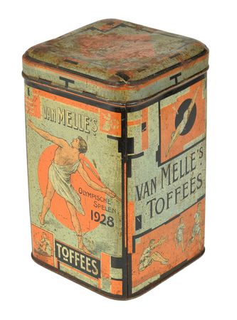 Lot #8032  Amsterdam 1928 Summer Olympics Candy Tin - Image 2