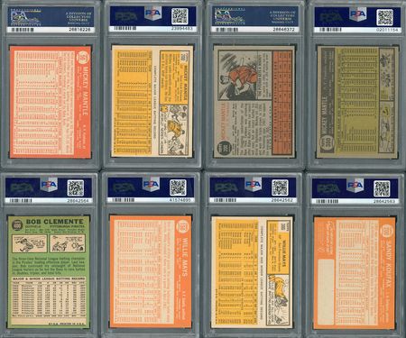 Lot #8081  1960s Topps PSA HIGH GRADE Hall of Famer Lot with Mantle. Koufax and Clemente (8) - Image 2