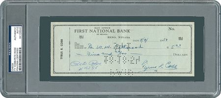 Lot #8328 Ty Cobb and Pete Rose Dual Signed Check - Image 1