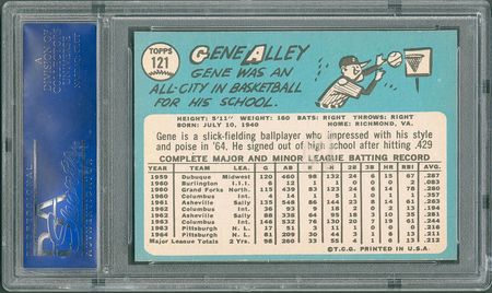 Lot #8097  1965 Topps #121 Gene Alley - PSA GEM MINT 10 - Image 2