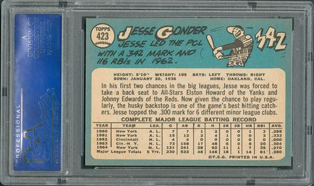 Lot #8101  1965 Topps #423 Jesse Gonder - PSA GEM MINT 10 - Image 2