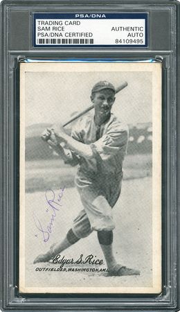 Lot #935 Sam Rice 1921 Signed Exhibit Card -