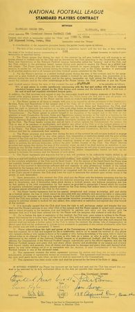 Lot #8464 Lou Groza 1951 Cleveland Browns Signed Player Contract with Paul Brown and Bert Bell - Image 1