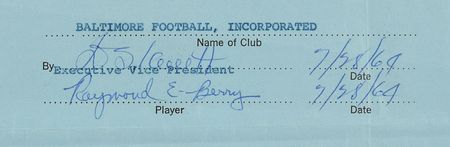 Lot #8463 Raymond Berry 1964 Baltimore Colts Signed and Executed NFL Players Contract - Image 2