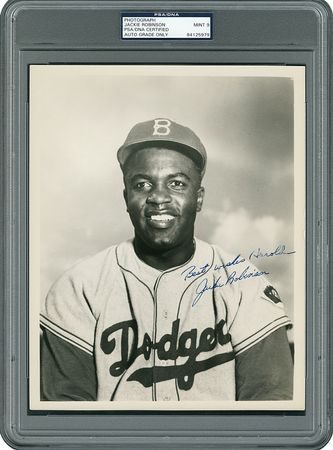 Lot #8402 Jackie Robinson Signed Photograph - PSA/DNA MINT 9 - Image 1