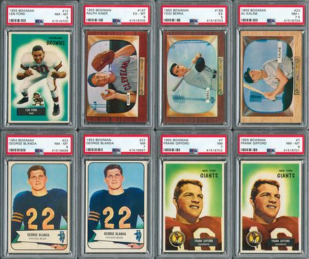Lot #8060  1954-55 Bowman HIGH GRADE Multi-Sport Lot with (11) PSA Graded - Image 1