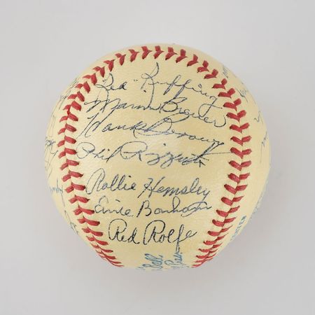 Lot #8238  1942 New York Yankees American League Champions Team Signed Baseball with DiMaggio - Image 4