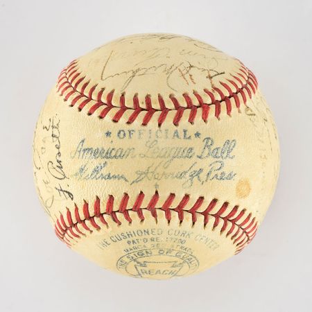 Lot #8239  1945 New York Yankees Team Signed Baseball with 28 Signatures including McCarthy - Image 5