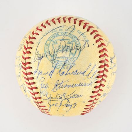 Lot #8241  1946 New York Yankees Team Signed Baseball with 27 Signatures including DiMaggio and Dickey - Image 2
