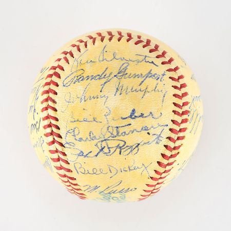 Lot #8241  1946 New York Yankees Team Signed Baseball with 27 Signatures including DiMaggio and Dickey - Image 3