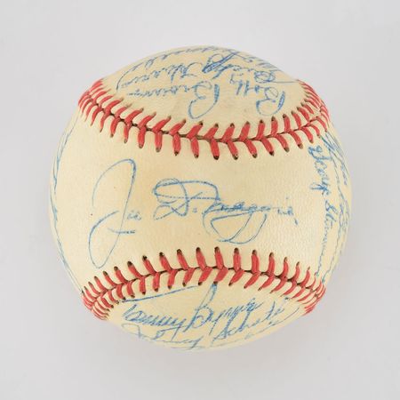 Lot #8242  1948 New York Yankees Team Signed Baseball with DiMaggio - Image 1