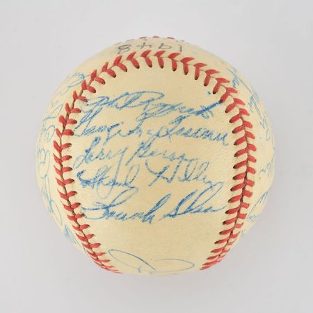 Lot #8242  1948 New York Yankees Team Signed Baseball with DiMaggio - Image 2