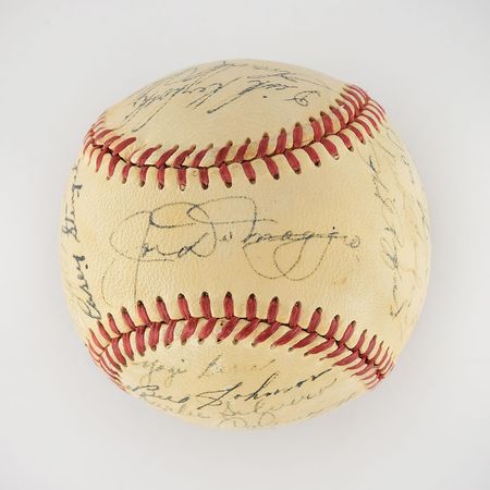 Lot #8243  1949 New York Yankees World Series Champions Team Signed Baseball with DiMaggio - Image 1