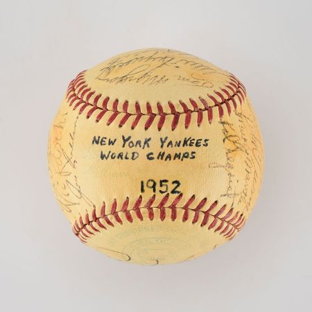 Lot #8245  1952 New York Yankees World Series Champions Team Signed Baseball with Mantle and Stengel - Image 9