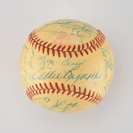 Lot #8249  1954 New York Yankees Team Signed Baseball with Mantle - Image 1