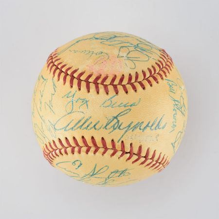 Lot #8249  1954 New York Yankees Team Signed Baseball with Mantle - Image 2