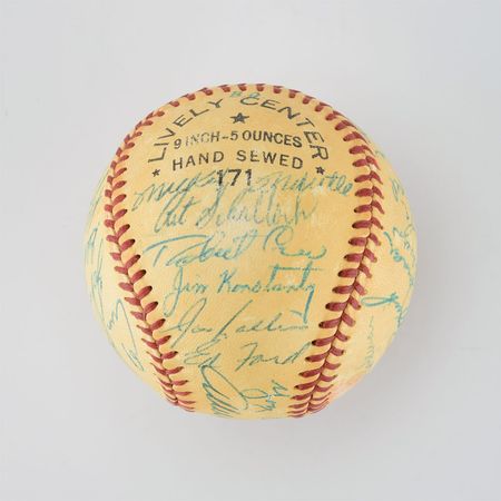 Lot #8249  1954 New York Yankees Team Signed Baseball with Mantle - Image 4