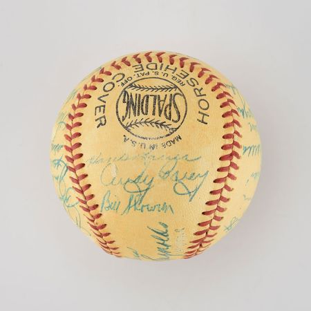 Lot #8249  1954 New York Yankees Team Signed Baseball with Mantle - Image 5
