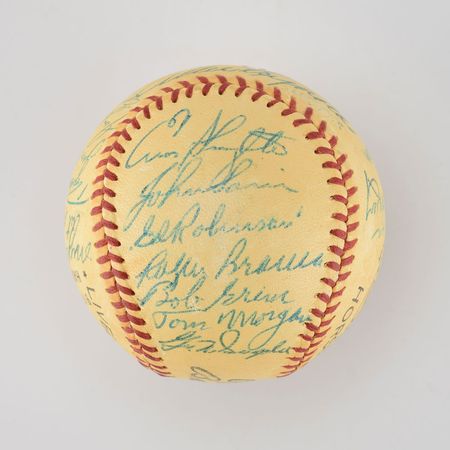 Lot #8249  1954 New York Yankees Team Signed Baseball with Mantle - Image 6