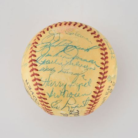 Lot #8249  1954 New York Yankees Team Signed Baseball with Mantle - Image 7