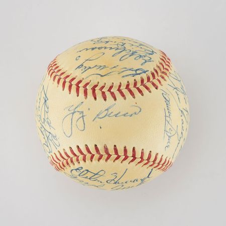 Lot #8250  1955 New York Yankees American League Champions Team Signed Baseball with Mantle, Stengel and Dickey! - Image 4