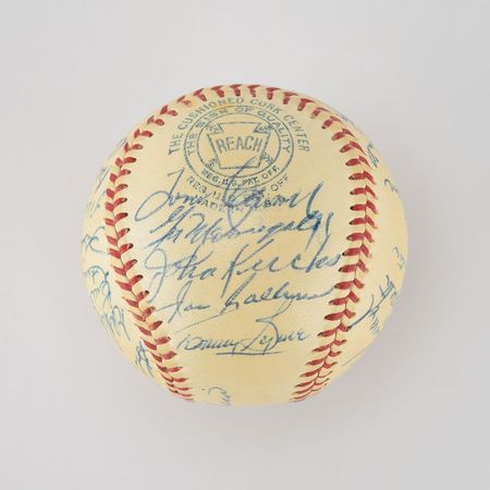 Lot #8250  1955 New York Yankees American League Champions Team Signed Baseball with Mantle, Stengel and Dickey! - Image 2