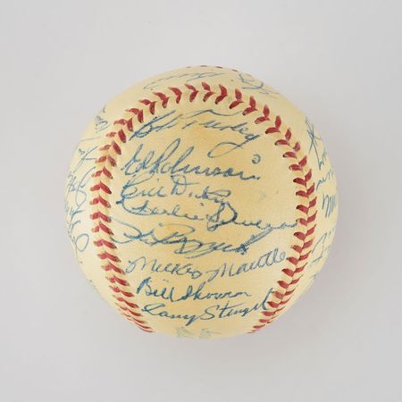 Lot #8250  1955 New York Yankees American League Champions Team Signed Baseball with Mantle, Stengel and Dickey! - Image 1